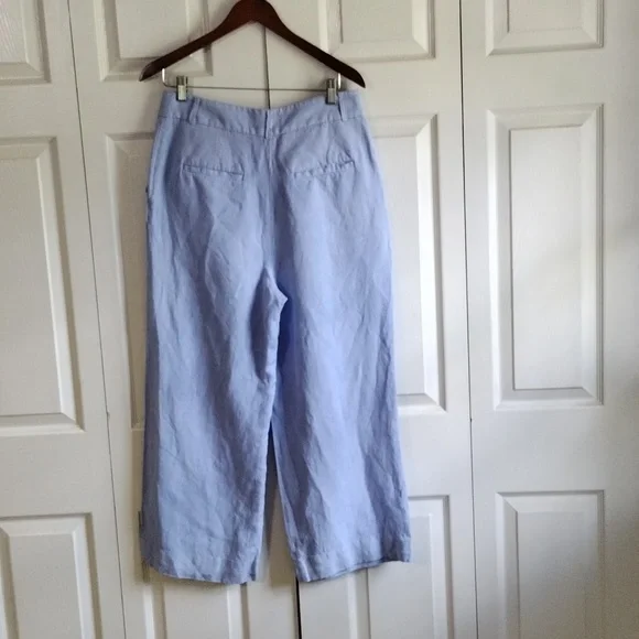 Loft wide leg 100 Linen ZIP front pants size 8 P - Picture 6 of 9